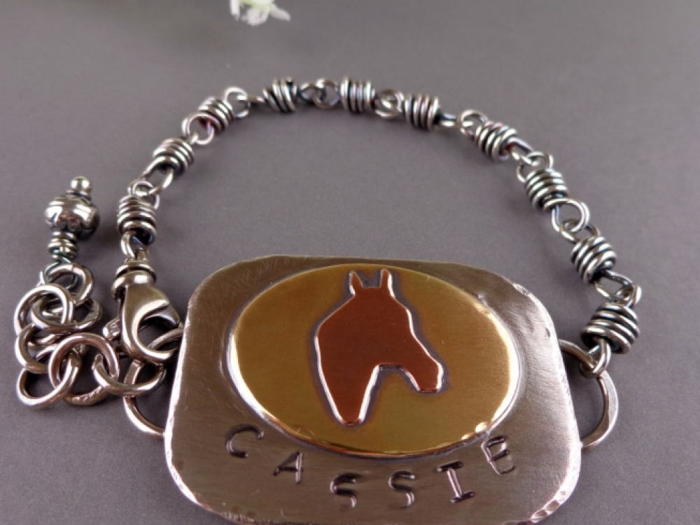 CustomMixed Metal Adjustable Bracelet Handcrafted Jewelry by Patti