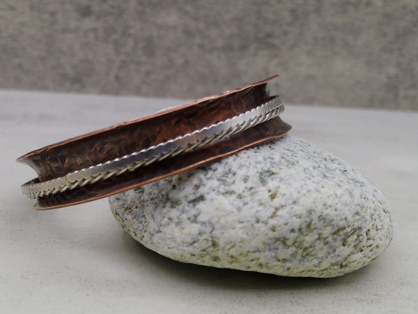 BC-14 Copper and Sterling Silver Spinner Bangle BC-14 Copper and Sterling Silver Spinner Bangle