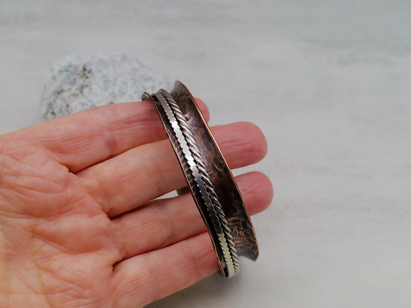 BC-14 Copper and Sterling Silver Spinner Bangle BC-14 Copper and Sterling Silver Spinner Bangle