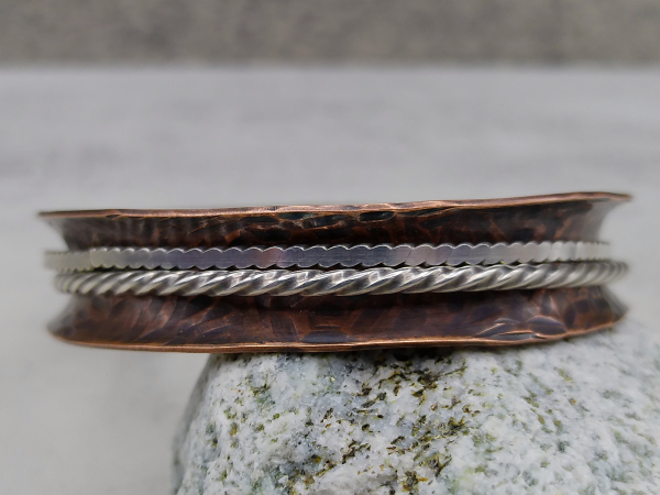 BC-14 Copper and Sterling Silver Spinner Bangle BC-14 Copper and Sterling Silver Spinner Bangle