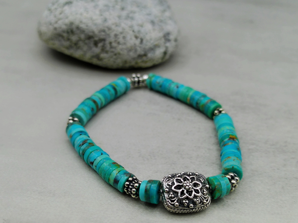 BS-61 Hubei Turquoise and Sterling Silver Bracelet BS-61 Hubei Turquoise and Sterling Silver Bracelet