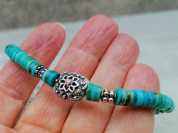 BS-61 Hubei Turquoise and Sterling Silver Bracelet BS-61 Hubei Turquoise and Sterling Silver Bracelet