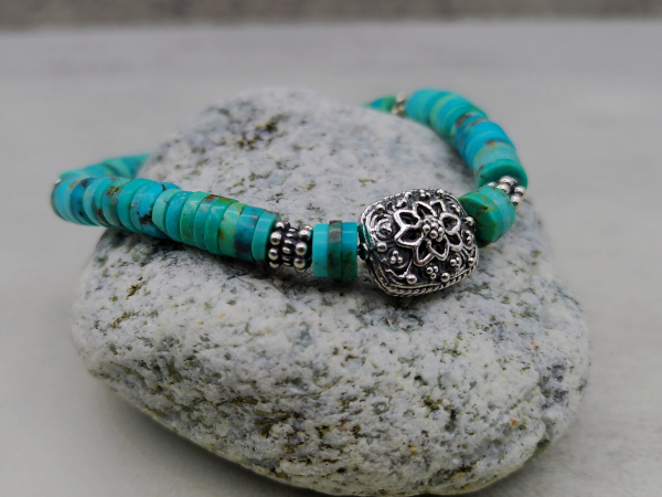 BS-61 Hubei Turquoise and Sterling Silver Bracelet BS-61 Hubei Turquoise and Sterling Silver Bracelet