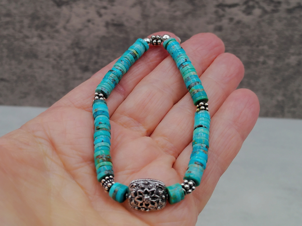 BS-61 Hubei Turquoise and Sterling Silver Bracelet BS-61 Hubei Turquoise and Sterling Silver Bracelet