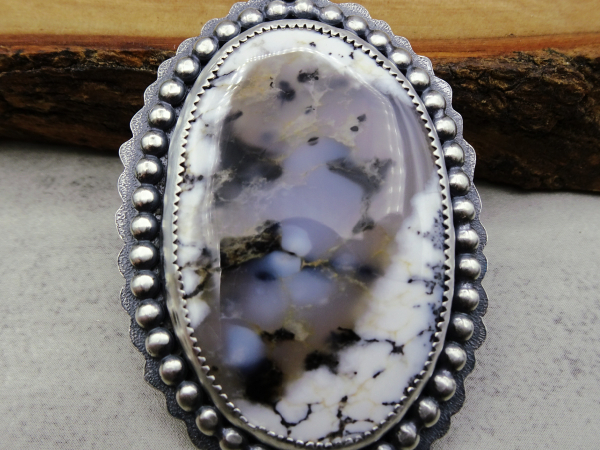 NS-118 Dendritic Opal and Sterling Silver Necklace
