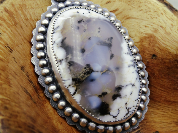 NS-118 Dendritic Opal and Sterling Silver Necklace