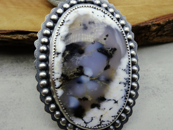 NS-118 Dendritic Opal and Sterling Silver Necklace
