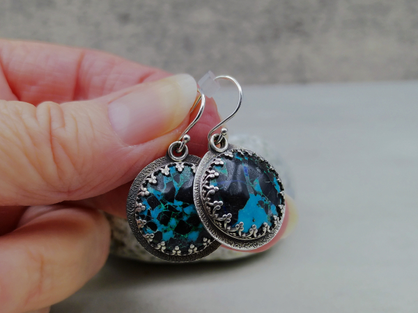 ES-196 Youngai Turquoise and Sterling Silver Earrings ES-196 Youngai Turquoise and Sterling Silver Earrings