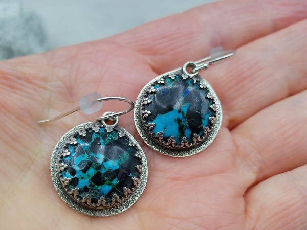 ES-196 Youngai Turquoise and Sterling Silver Earrings ES-196 Youngai Turquoise and Sterling Silver Earrings