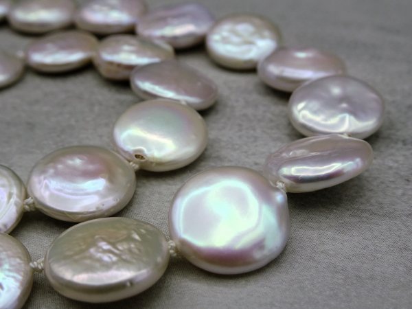 NS-137 Hand Knotted Freshwater Coin Pearl Necklace