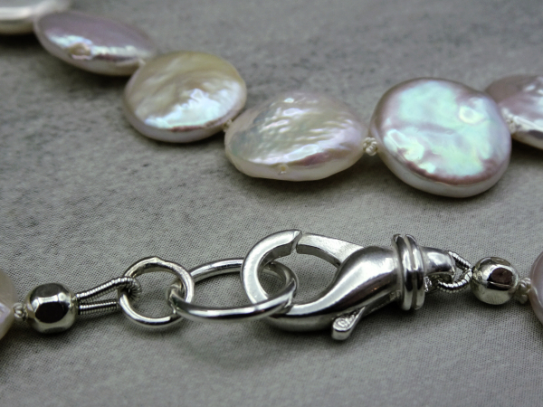 NS-137 Hand Knotted Freshwater Coin Pearl Necklace
