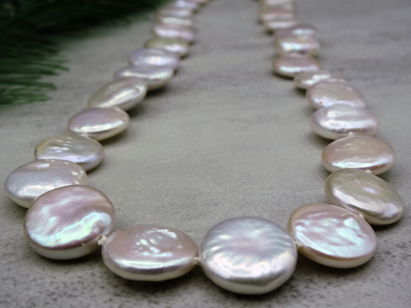 NS-137 Hand Knotted Freshwater Coin Pearl Necklace