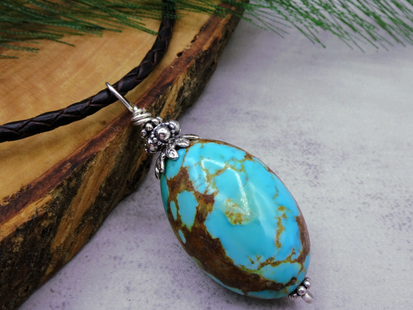 NS-64 Kingman Turquoise and Sterling Silver Necklace