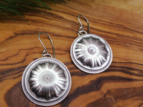 ES-174 Layered Concho Drop Earrings