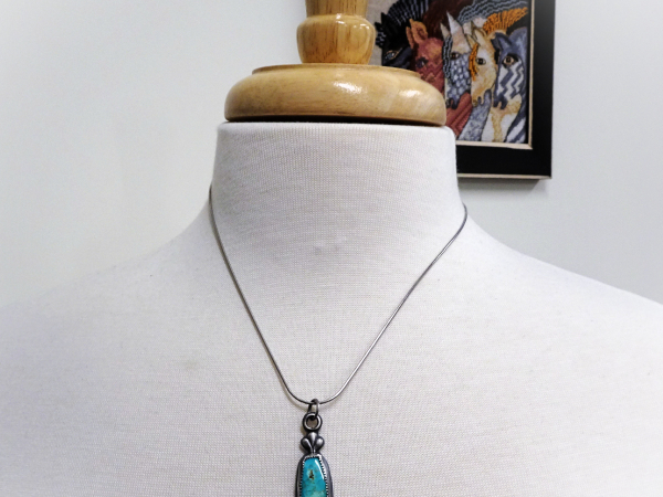 NS-114 Natural Royston Turquoise and Sterling Silver Necklace