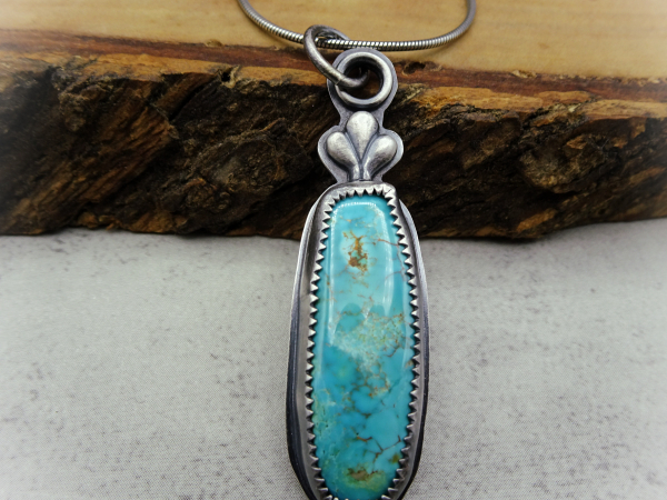 NS-114 Natural Royston Turquoise and Sterling Silver Necklace