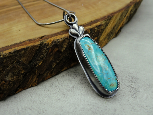 NS-114 Natural Royston Turquoise and Sterling Silver Necklace