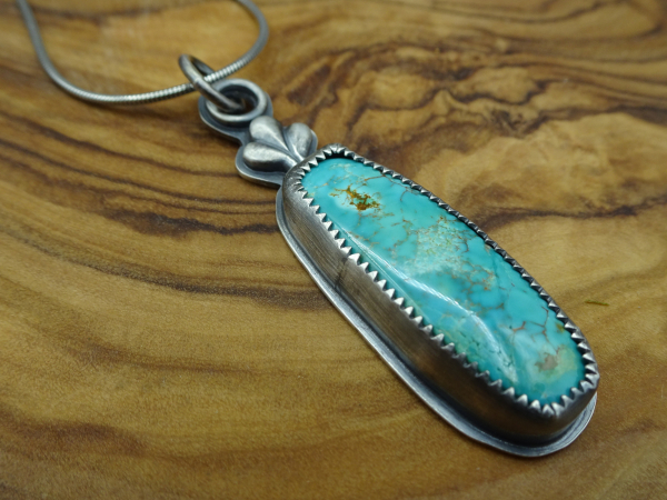 NS-114 Natural Royston Turquoise and Sterling Silver Necklace