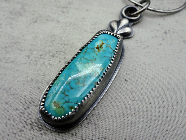 NS-114 Natural Royston Turquoise and Sterling Silver Necklace