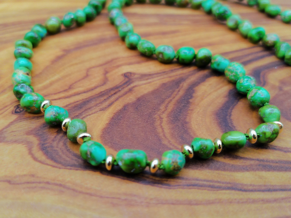 NG-5 Sonoran Lime Turquoise and Gold Fill Necklace and Earrings Set NG-5 Sonoran Lime Turquoise and Gold Fill Necklace and Earrings Set