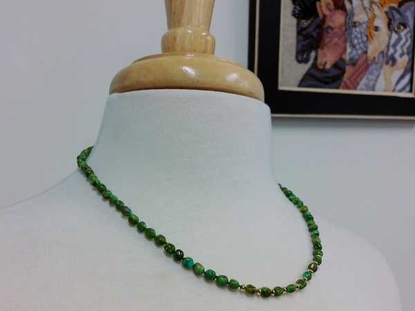 NG-5 Sonoran Lime Turquoise and Gold Fill Necklace and Earrings Set NG-5 Sonoran Lime Turquoise and Gold Fill Necklace and Earrings Set