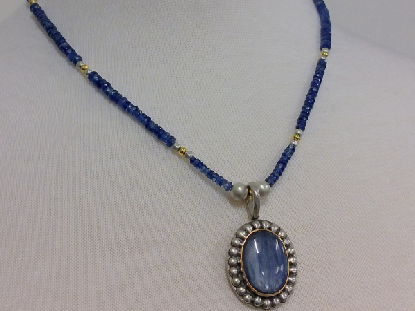 NG-7 Kyanite Necklace Set with Silver and Gold Accents NG-7 Kyanite Necklace Set with Silver and Gold Accents