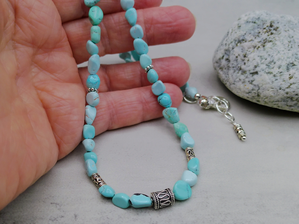 NS-147 Lone Blue Mountain Turquoise and Sterling Silver Necklace NS-147 Lone Blue Mountain Turquoise and Sterling Silver Necklace