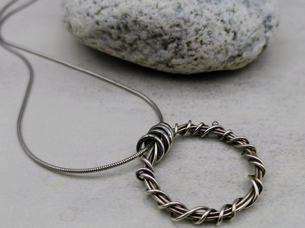 NS-150 Sterling Silver Wire Wrapped Pendant