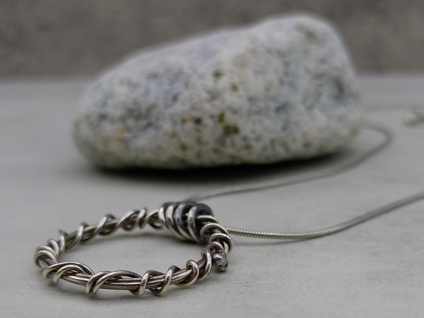NS-150 Sterling Silver Wire Wrapped Pendant