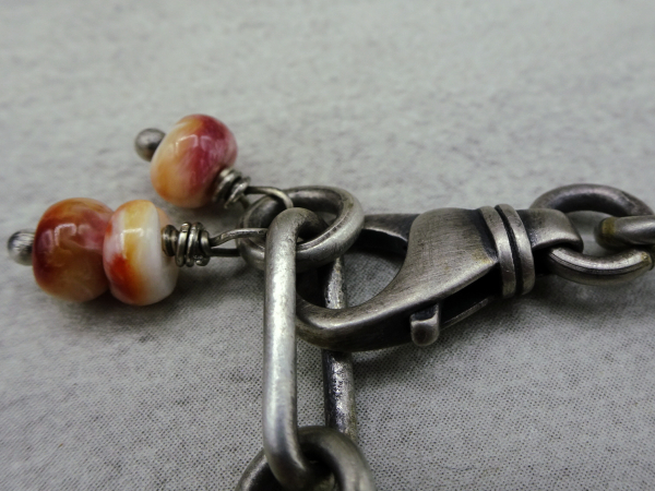 BS-59 Ocean Jasper, Spiny Oyster and Sterling Silver Bracelet