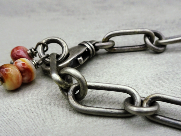 BS-59 Ocean Jasper, Spiny Oyster and Sterling Silver Bracelet