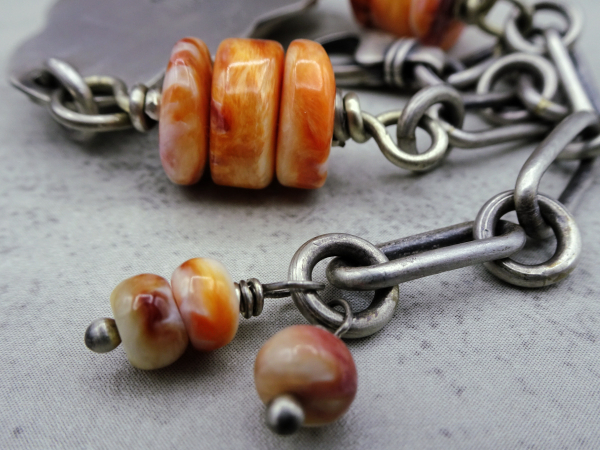 BS-59 Ocean Jasper, Spiny Oyster and Sterling Silver Bracelet