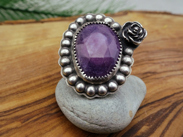 RS-6 Faceted Sapphire and Sterling Silver Ring
