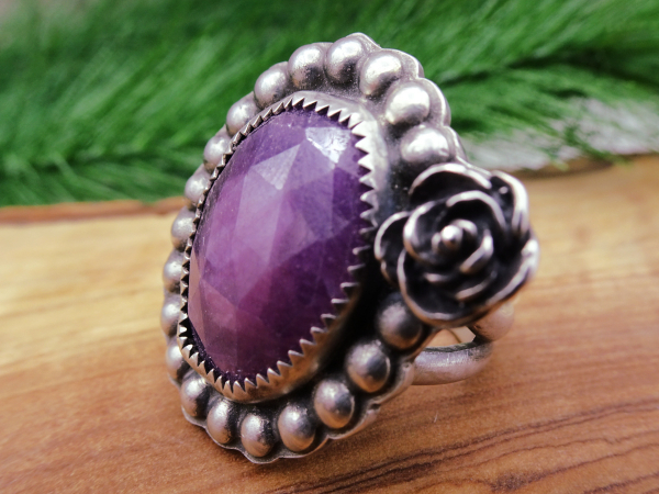 RS-6 Faceted Sapphire and Sterling Silver Ring