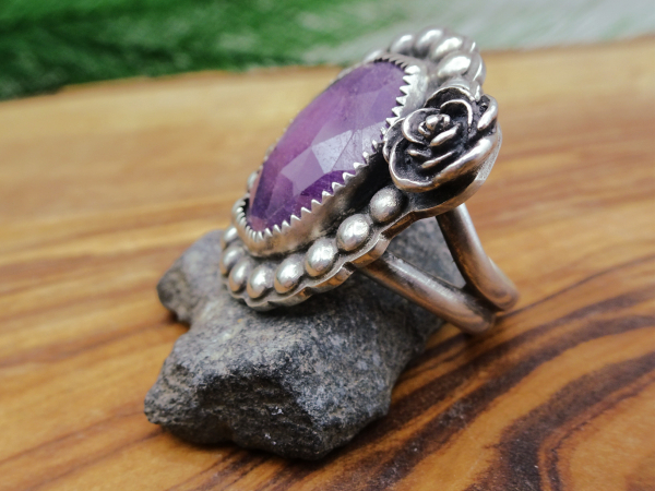 RS-6 Faceted Sapphire and Sterling Silver Ring