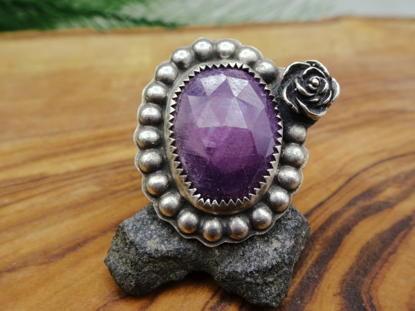 RS-6 Faceted Sapphire and Sterling Silver Ring