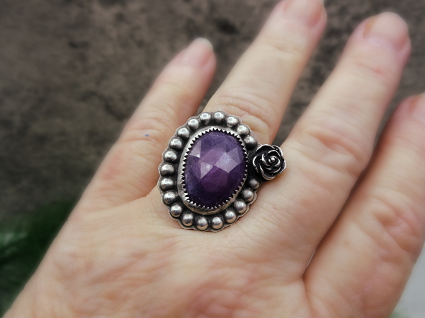 RS-6 Faceted Sapphire and Sterling Silver Ring