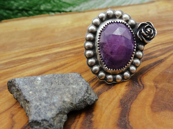 RS-6 Faceted Sapphire and Sterling Silver Ring