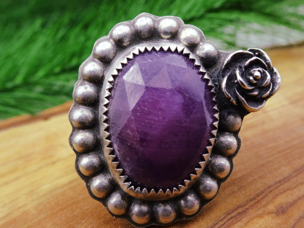 RS-6 Faceted Sapphire and Sterling Silver Ring