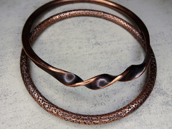 BC-11 Set of 2 Textured Copper Bangles (average size)