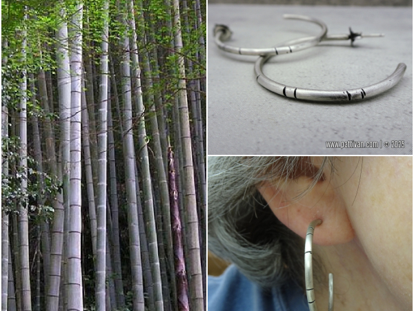 ES-189 Line Textured Sterling Silver Post-Style Hoops