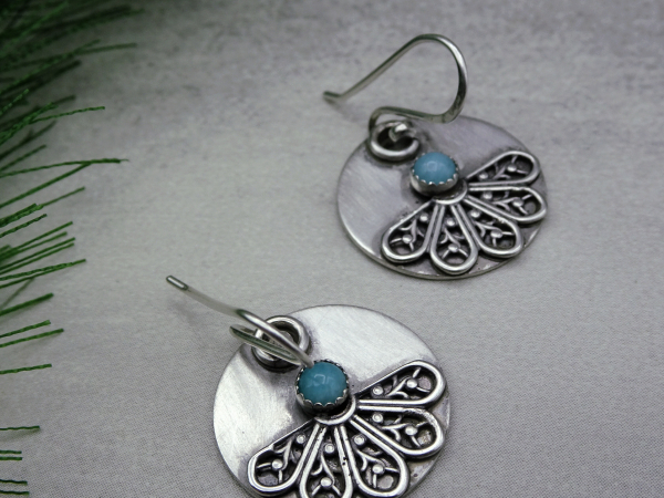 ES-188 Sterling Silver Filigree and Amazonite Earrings