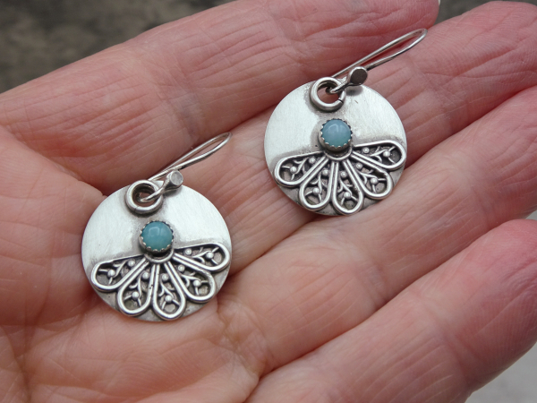 ES-188 Sterling Silver Filigree and Amazonite Earrings