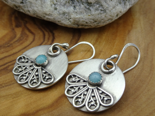 ES-188 Sterling Silver Filigree and Amazonite Earrings
