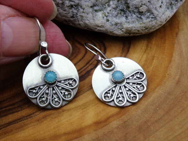 ES-188 Sterling Silver Filigree and Amazonite Earrings