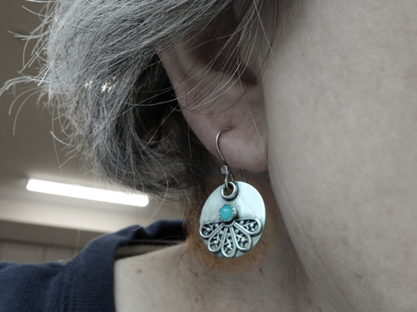 ES-188 Sterling Silver Filigree and Amazonite Earrings