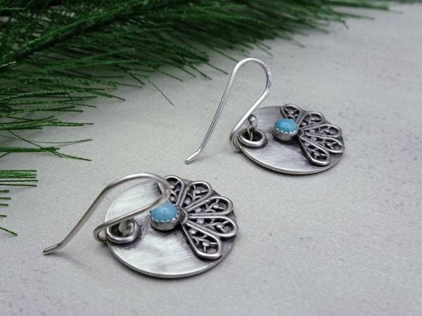 ES-188 Sterling Silver Filigree and Amazonite Earrings