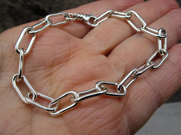 BS-54 Sterling Silver Paper Clip Chain Bracelet - 7.5"