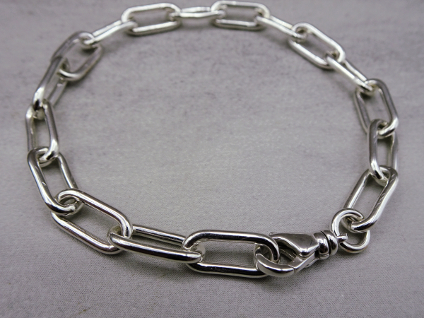 BS-54 Sterling Silver Paper Clip Chain Bracelet - 7.5"