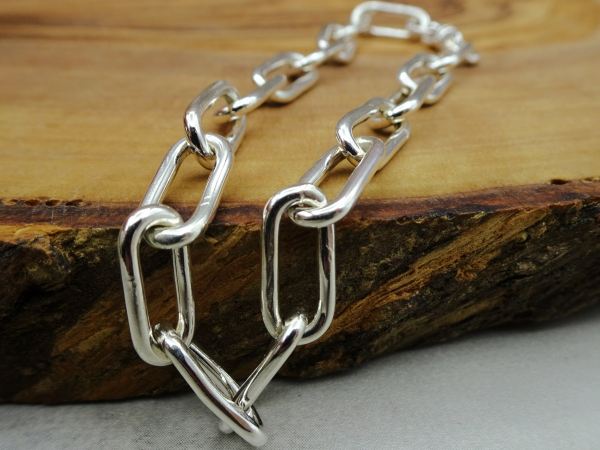 BS-54 Sterling Silver Paper Clip Chain Bracelet - 7.5"